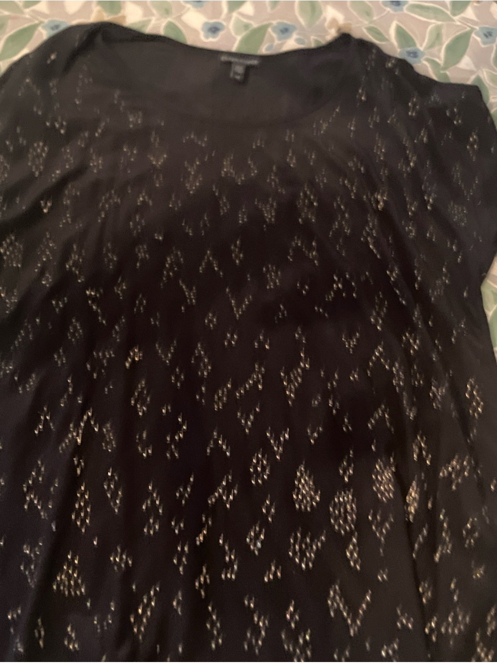 Eileen Fisher Beaded Silk Short Sleeve Top in Black, Size S